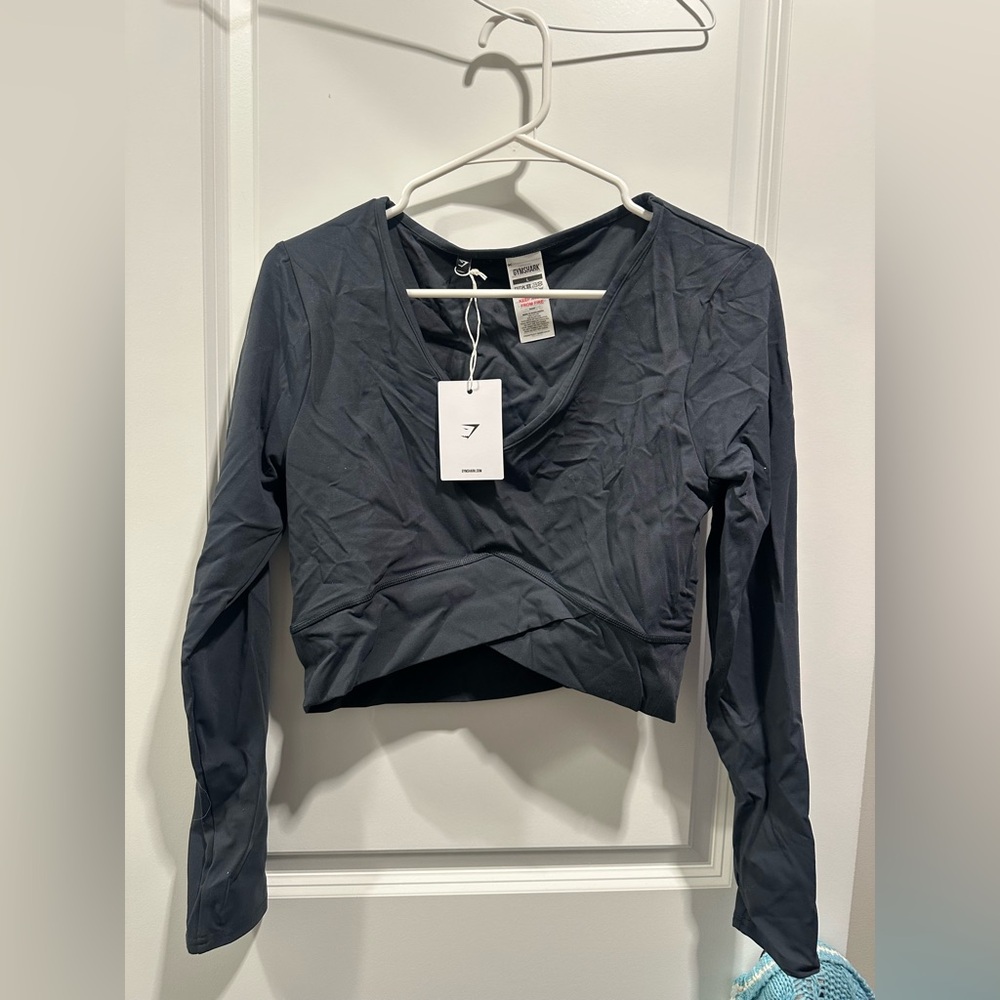 Gymshark Crossover Long Sleeve Crop Top - Darkest Teal